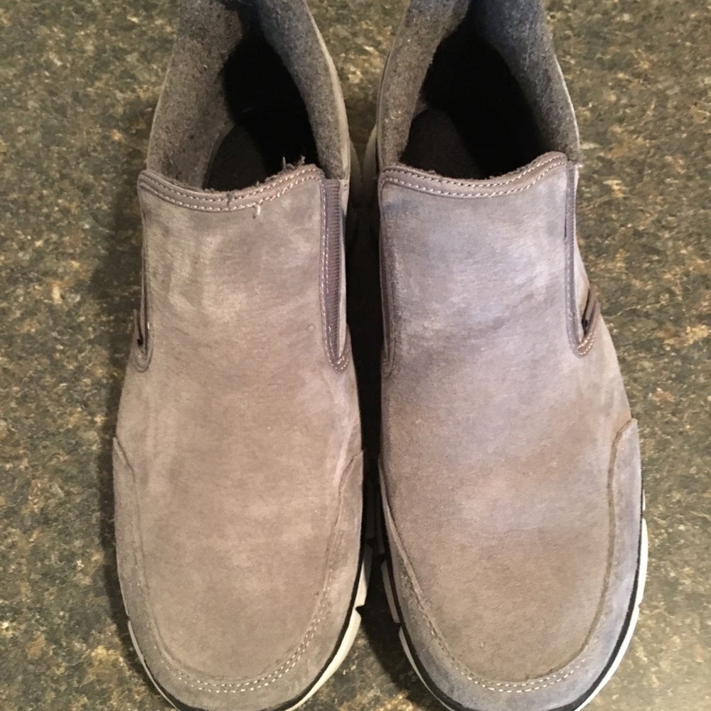 Men’s  Dual Lite light grey suede Skechers loafers